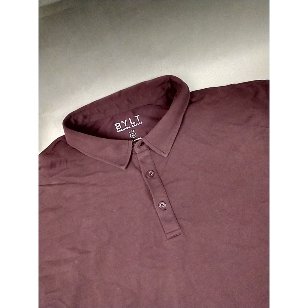 BYLT Premium Basics Lux Long Sleeve Polo Shirt Mens XL Maroon XDC_LS_POLO_MRN